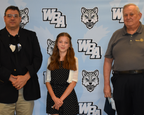 Pictured are from left to right are Mr. Tony Khalife, principal, Sara Katsock, recipient and Mr. Paul Muczynsk, Rotary Representative.