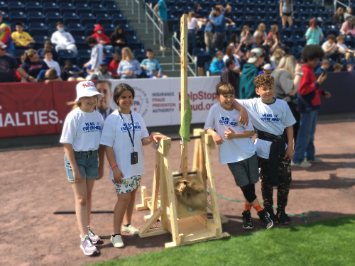 Micah Anderson, Beryx Hairston, Gabrielle Graham and Nashly Rosa - Kistler's winning trebuchet team.